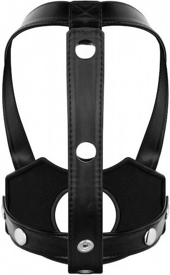 Черни Кожени Колани За Глава С Отвор За Фалшив Пенис Bedroom Fantasies Head Strap On Black
