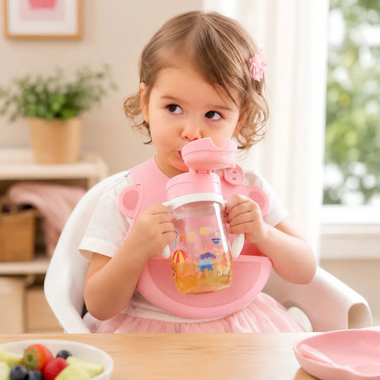 Marcus & Marcus Baby- und Kleinkindbecher mit Griff und Strohhalm aus Silikon Rosa 300ml