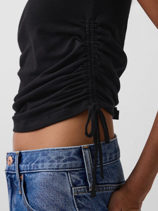 Women's Cotton Black Crop Top