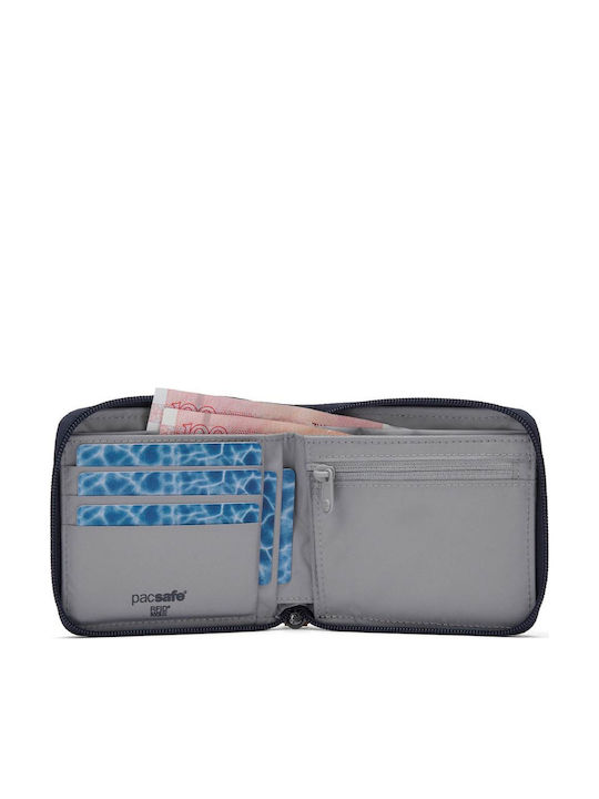 Rfidsafe Zip Around Anti-theft Herrenbrieftasche Blau