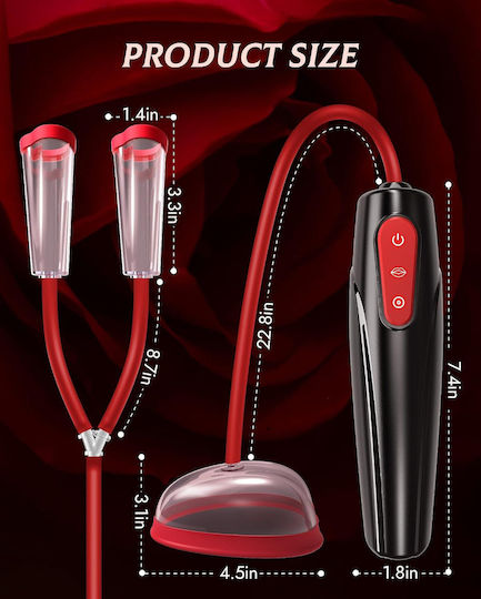Pompă electrică pentru zona vaginală și sfârcuri 3 niveluri de sucțiune 7 moduri de vibrație stimulator clitoridian reîncărcabil impermeabil IPX7 cupe din silicon