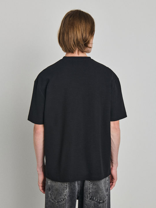 Kurzarm Herrenbluse Schwarz