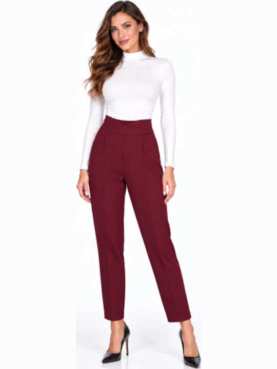 Women's Fabric Trousers in Regular Fit Burgundy WB-41555-27TR-BURG