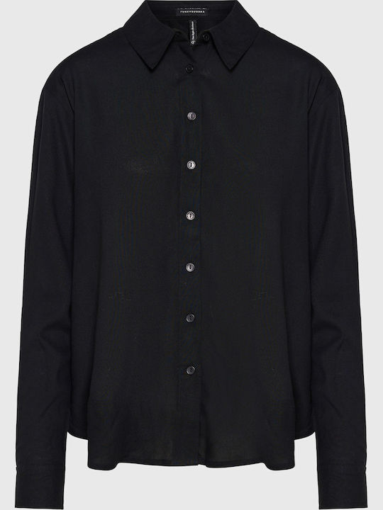 Langärmeliges Damenhemd Schwarz Monochrom FBL014-100-05-Schwarz