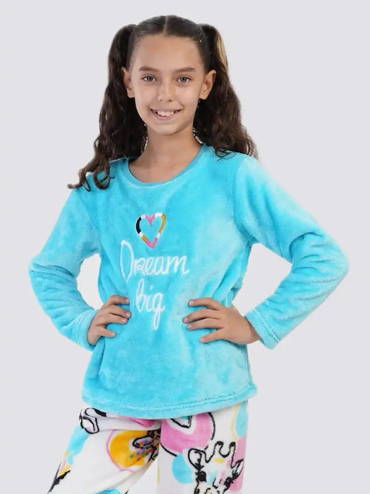 Vienetta Secret Pijama Copii Iarnă Fleece Albastru Deschis Vienetta Secret Pijama Copii Iarnă Fleece Albastru Deschis