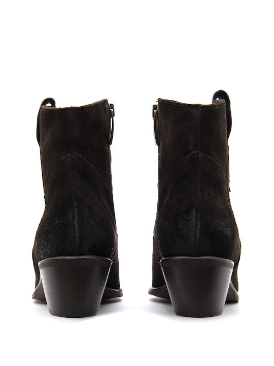 Wildleder Stiefeletten Damen Ankle Boots Braun