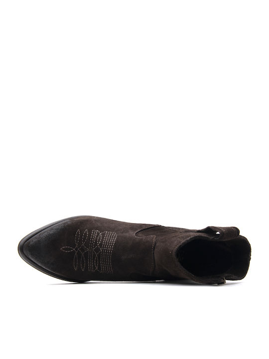 Wildleder Stiefeletten Damen Ankle Boots Braun