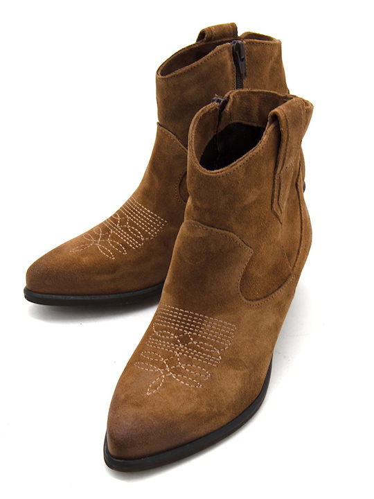 Suede Women's Ankle Boots Tabac Brown