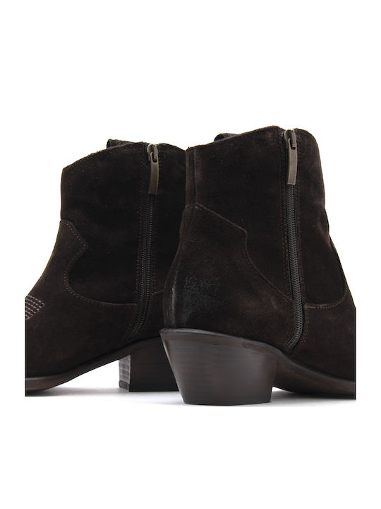Wildleder Stiefeletten Damen Ankle Boots Braun