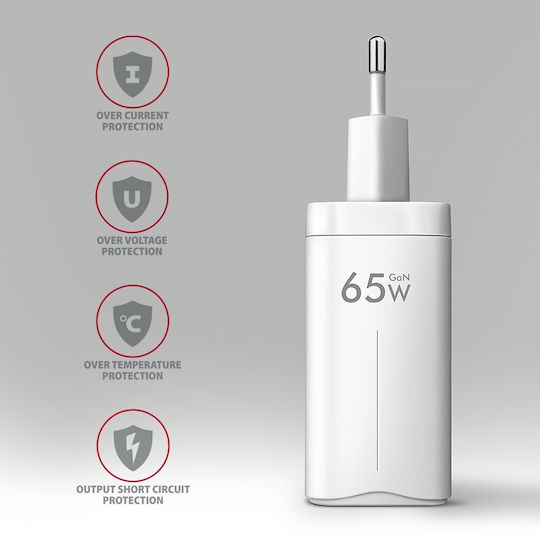 Akyga Зарядно Устройство Без Кабел GaN с USB-C Порт 25W Power Delivery Бял (AK-CH-22)