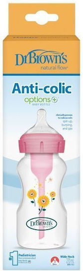 Dr. Brown's Kunststoff Babyflasche Options Gegen Koliken mit Silikon Saugflasche für 0+ Monate Rosa 270ml