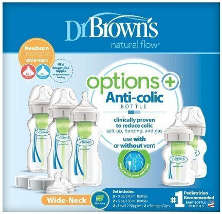 Dr. Brown's Set Kunststoff Babyflaschen Options Gegen Koliken mit Silikon Sauger für 0+ Monate Transparent