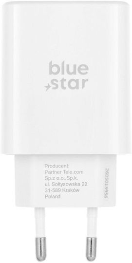 Blue Star Mobile Phone Charger with USB-C Port and USB-C - USB-C Cable 35W Power Delivery Quick Charge 4.0 White (TFB-TC-25WPd)