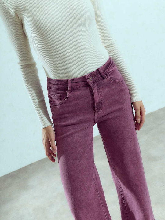 Celestino Blugi Damă Din Bumbac Wide Leg Lejer Fit Violet