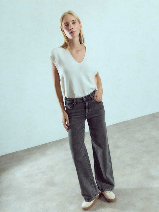Celestino Women's Cotton Jeans Wide Leg Loose Fit Black