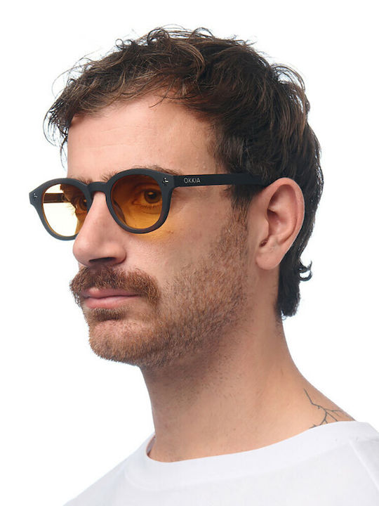 Okkia Unisex Sunglasses With Black Frame And Yellow Gradient Lens