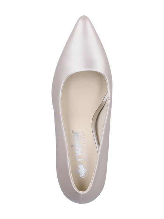 Leder Pumps Mit Mittelhohem Gold Absatz
