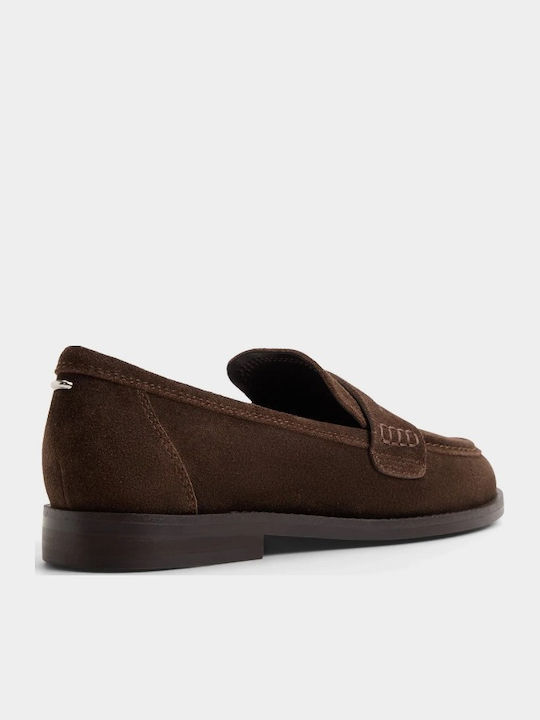 Suede Γυναικεία Loafers σε Καφέ Χρώμα