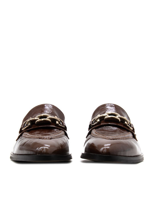Altramarea Patent Leather Women's Loafers In Brown Color