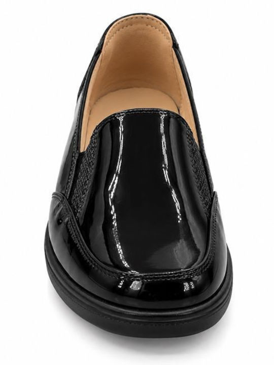 Patent Leather Women's Moccasins in Black Colour