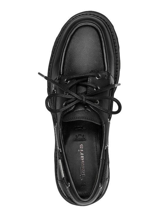 Leder Damen Mokassins in Schwarz Farbe