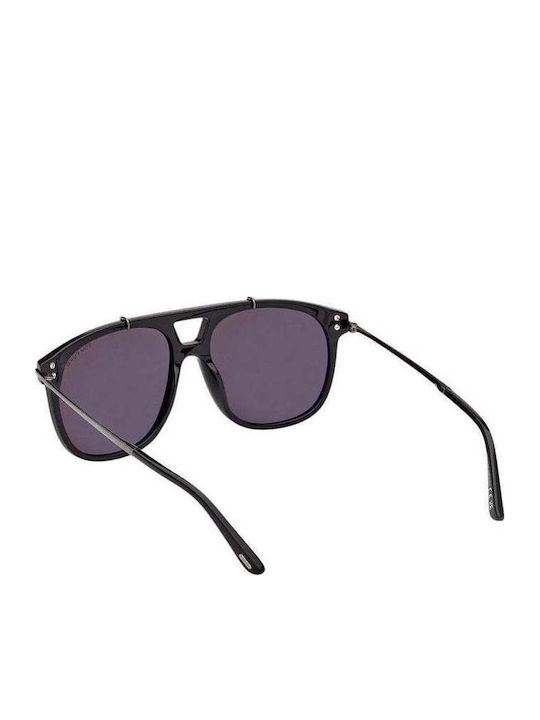 Tom Ford Men's Sunglasses with Black Frame and Grey Lens