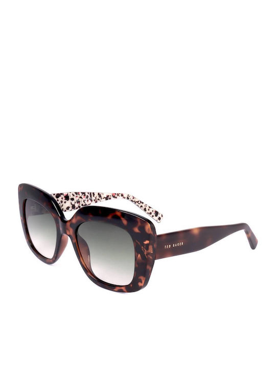 Ted Baker Women's Sunglasses with Brown Tartaruga Plastic Frame and Gray Gradient Lens