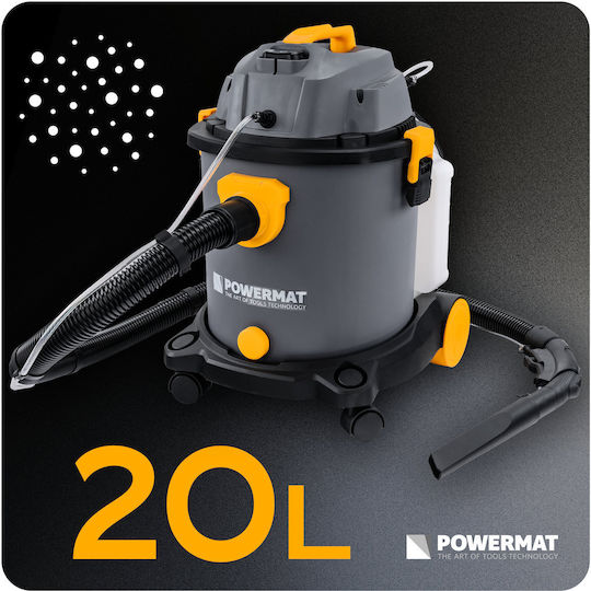 Powermat Pmodp2000mpro Σκούπα Υγρών / Στερεών 2000W με Πλαστικό Κάδο 20lt