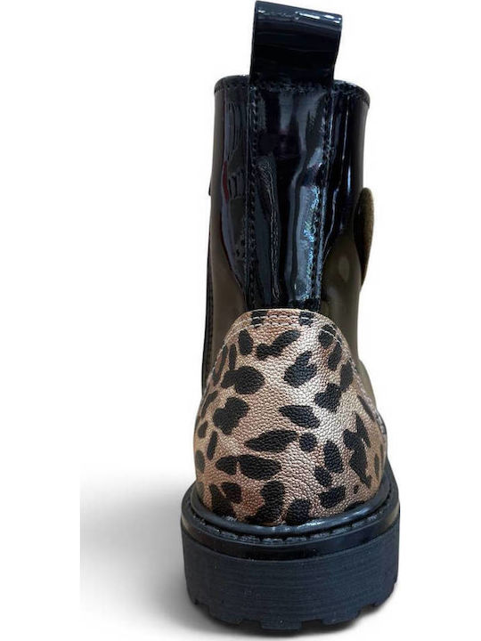 Kinderstiefel aus Lackleder mit Reissverschluss Schwarz