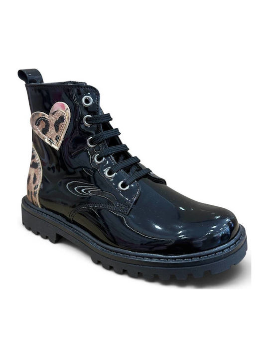 Kinderstiefel aus Lackleder mit Reissverschluss Schwarz
