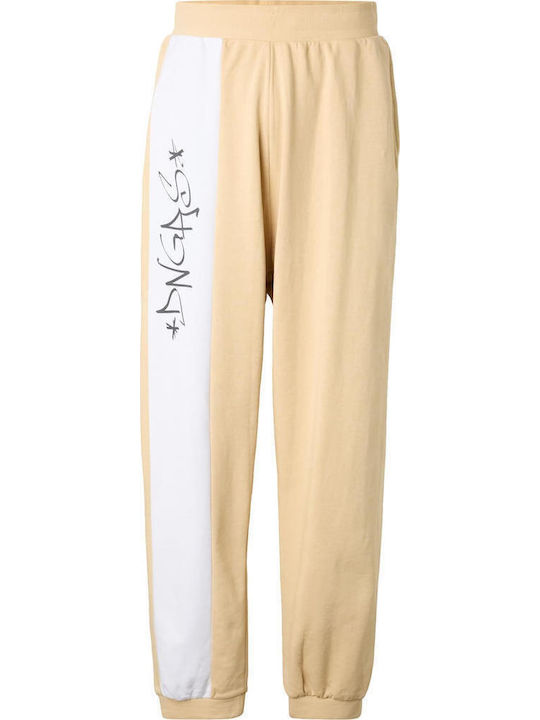 Damen Jogginghosen Beige/Weiß