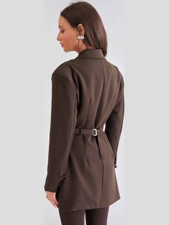 Decoro Women's Double Breasted Brown Dark Blazer