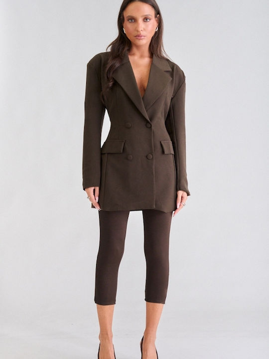 Decoro Women's Double Breasted Brown Dark Blazer