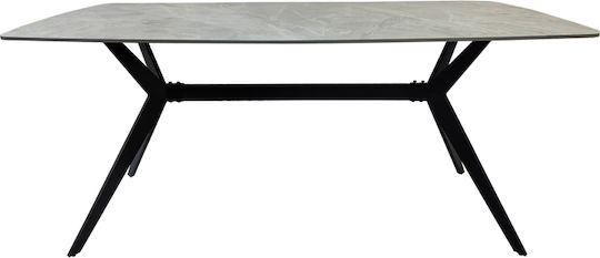 Ezali Dining Table with Stone Surface Black 180x90x75cm