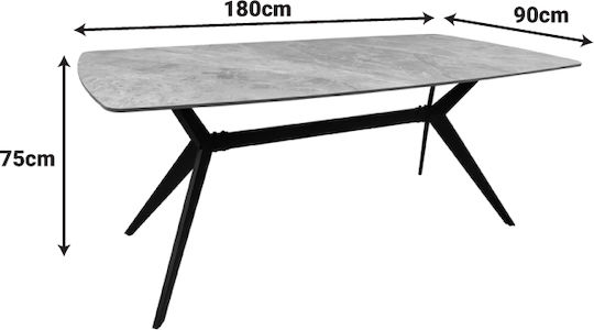 Ezali Dining Table with Stone Surface Black 180x90x75cm