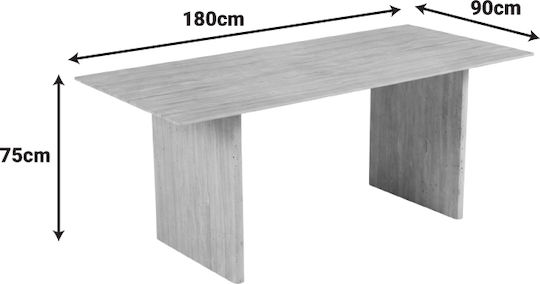 Releno Esszimmer- und Küchentisch mit Stein Oberflächenmaterial in Grau 180x90x75cm
