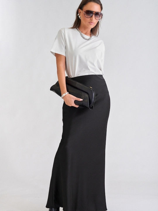 Satin Maxi Skirt Black