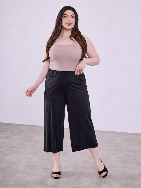 Celestino Zip Culottes Cotton Loose Fit Black