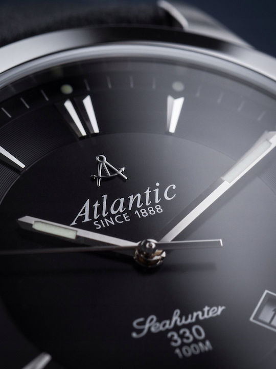 Men's Battery Watch with Black Leather Strap