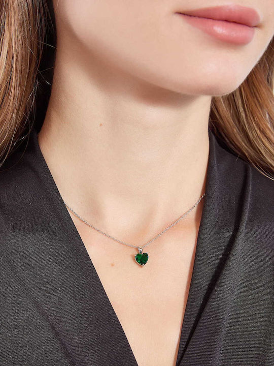 Celestino Damenschmuck Halskette Herz Strass Grün