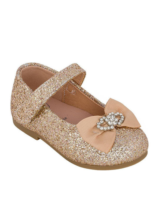 Kids Ballerinas with Hoop & Loop Closure Gold