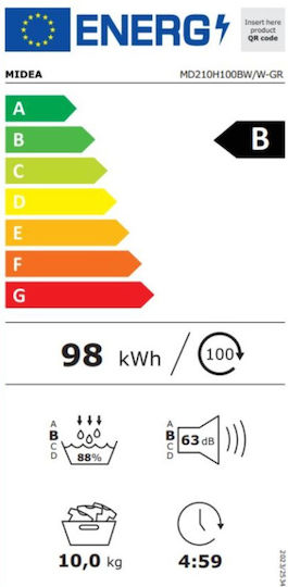 Midea MD210H100BW/W-GR Tumble Dryer 10kg with Heat Pump