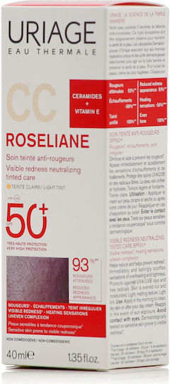 Uriage Roseliane CC Light Хидратиращ Дневен Крем За Лице Със SPF50 Против Несъвършенства И Зачервяване С Церамиди И Витамин E 40ml