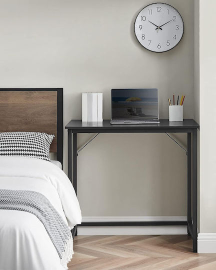 Wooden Desk Black with Metal Legs 80x50x76cm