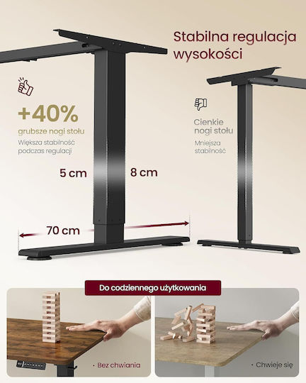 Ηλεκτρικό Γραφείο Υπολογιστή με Ρυθμιζόμενο Ύψος & USB θύρες 140x80x120εκ. Καφέ