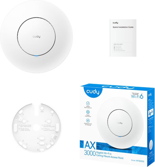 Cudy AP3000S Точка за достъп с Mesh Wi‑Fi 6 Двулентов (2.4 и 5GHz) Единичен комплект