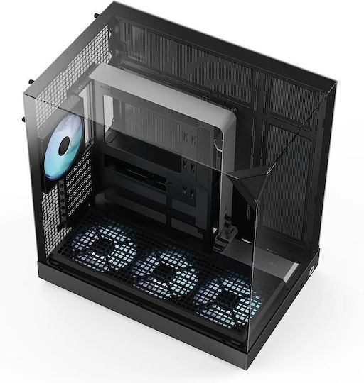 V2-F-BK-v1 Gaming Midi Tower Computer Case with Side Window Black