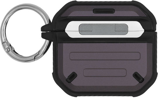 Sonique Armor Rugged Silicone Plastic Case With Hook In Purple Colour For Apple AirPods 4
