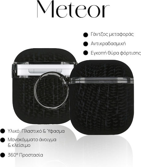 Sonique Meteor Plastic Case with Hook in Black for Apple AirPods 1/2