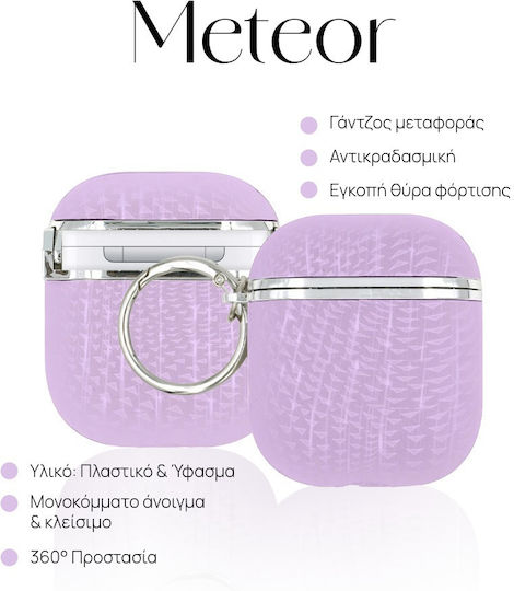 Sonique Meteor Plastic Case With Hook In Purple Colour For Apple AirPods 1 / AirPods 2